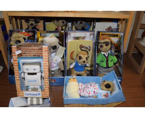 COLLECTION OF 'COMPARE THE MARKET' MEERKATS AND A 'CONFUSED.COM' ROBOT