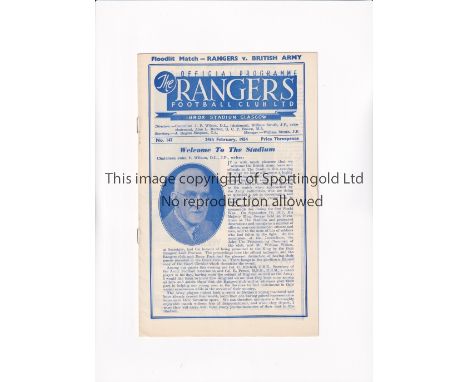 RANGERS V BRITISH ARMY 1954     Programme for the match at Ibrox 24/2/1954, scores entered.     Generally good