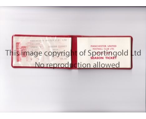 MANCHESTER UNITED      Season ticket and fixture card in a wallet for season 1972/3.     Generally good