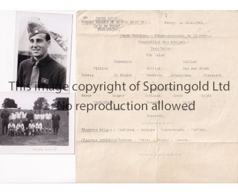 WARTIME FOOTBALL AT TENBY, SOUTH WALES 1941     Single sheet programme for Belgian Army v Czech Army 19/3/1941, folded. Inclu