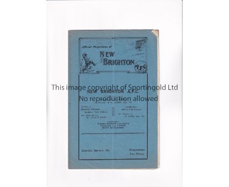NEW BRIGHTON V SHEFFIELD WEDNESDAY 1926 F.A. CUP         Programme for the tie at New Brighton 9/1/1926, slight vertical crea