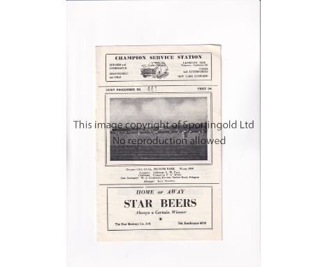 ARSENAL      Programme for the away Metropolitan League match v Eastbourne United 22/4/1961, scores entered.      Generally g