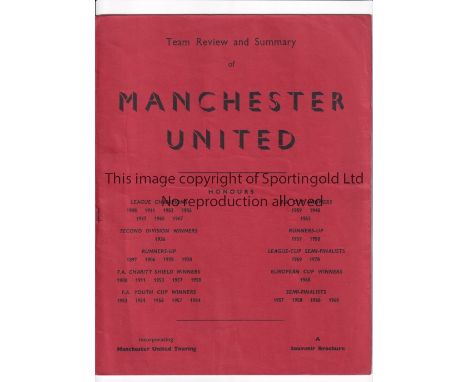 MANCHESTER UNITED     Red cover programme for the away Friendly v Celtic 11/5/1970 played for the Toronto Cup in Canada, very
