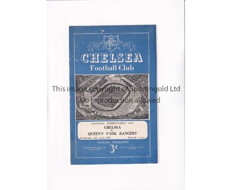 CHELSEA       Programme for the home Combination Cup tie v QPR 8/4/1953, slightly creased.    Generally good