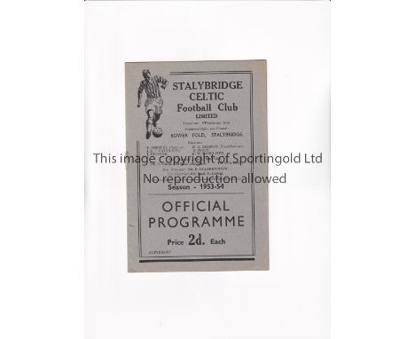 STALYBRIDGE CELTIC V MACCLESFIELD 1954     Programme for the Cheshire County League match at Stalybridge 19/4/1954.    Good