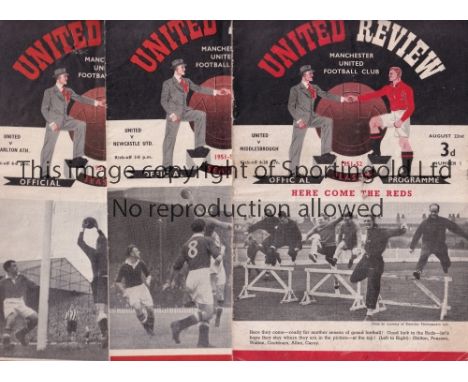 MANCHESTER UNITED      Set of 25 home programmes for season 1951/2 including 21 League, 1 FA Cup and 3 Friendlies v Hapoel, M