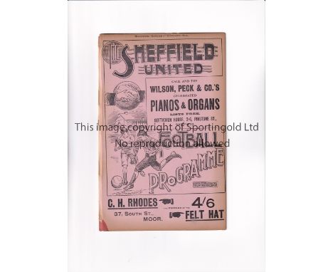 SHEFFIELD UNITED V CELTIC 1898     Programme for the Friendly at Sheffield 12/3/1898, tiny paper loss at the bottom near the 