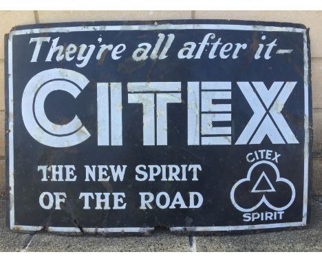 A Citex-The New Spirit of The Road rectangular enamel sign with some amateur retouching, 36 x 24".