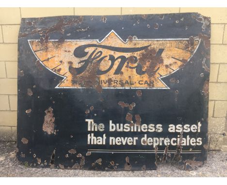 An early Ford Model T rectangular enamel sign - The Business Asset That Never Depreciates, 60 x 48".