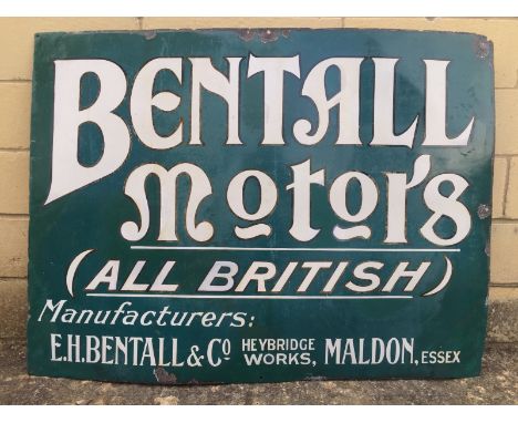 A rare Bentall Motors rectangular enamel sign by Chromo, with some retouching, 40 x 30".