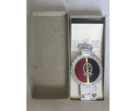 A West Somerset Yeomanry Africa 1900-1901 part enamel car badge by J.R. Gaunt of London, in original box.