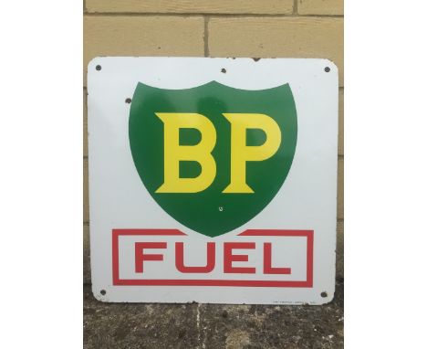 A BP Fuel enamel sign dated 1961, 21 1/2 x 21 1/2".