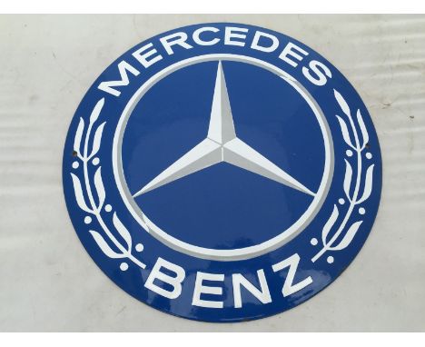 A Mercedes-Benz circular enamel sign, 15 3/4" diameter.