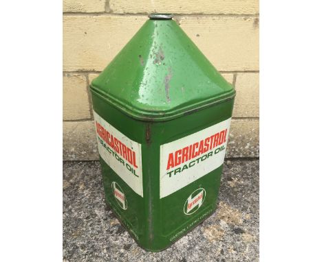 An Agri-Castrol Tractor Oil five gallon pyramid can. 