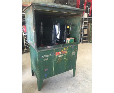 A large Redline Glico forecourt oil cabinet of unusual canopy form. 