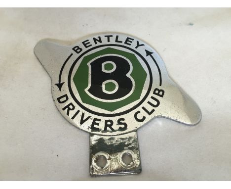 A Bentley Driver's Club part enamel car badge. 