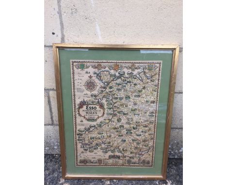 A small framed and glazed Esso pictorial plan of Wales with neighbouring counties, 15 1/2 x 19 1/2".