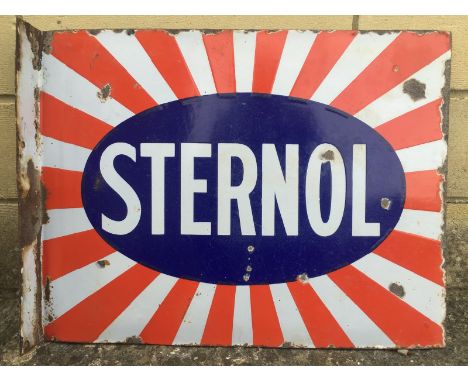 A Sternol double sided enamel sign with hanging flange, 22 x 17".
