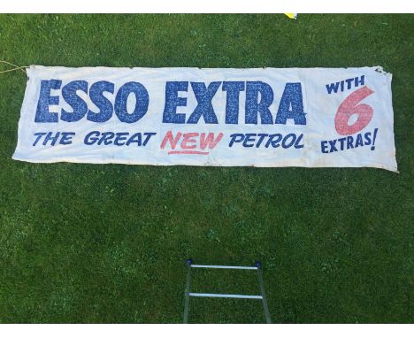 An Esso Extra linen banner - The Great New Petrol with Six Extras! 111 x 33 1/2".