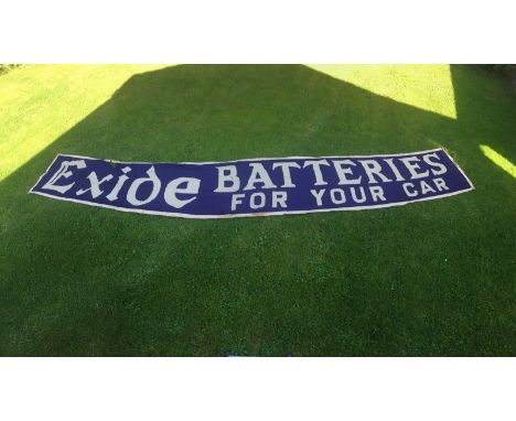 An Exide Batteries 'For your car' rectangular banner with eyelets, 19ft 6 x 36 1/2".