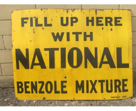 A large National Benzole Mixture rectangular enamel sign by Electrolux of Luton, 48 x 36".