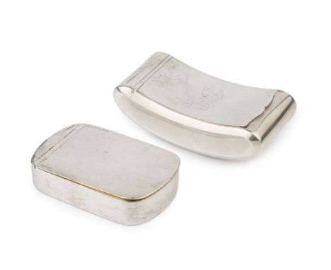 A George III silver snuff box, of rectangular form with rounded ends, by Thomas Willmore, Birmingham 1801, 5.5cm, and another