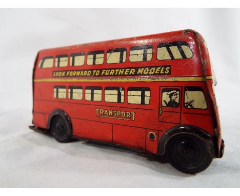 A Wells Brimtoy Pockettoy clockwork Double Decker Bue no 517