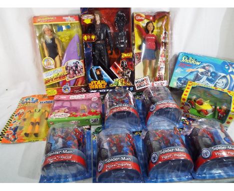 A good mixed lot of sealed boxes and blister packs to include Star Wars 2N/EM1 figure with light sabre, six Marvel Spiderman 