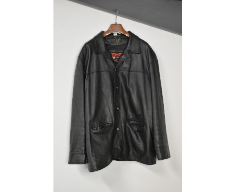 A vintage L.L.D. genuine leather jacket in black smooth and supple leather, size XXL.