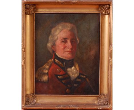 19th century English school - Head and shoulders portrait of a British Army Officer, oil on canvas, 49 x 39.5cm  