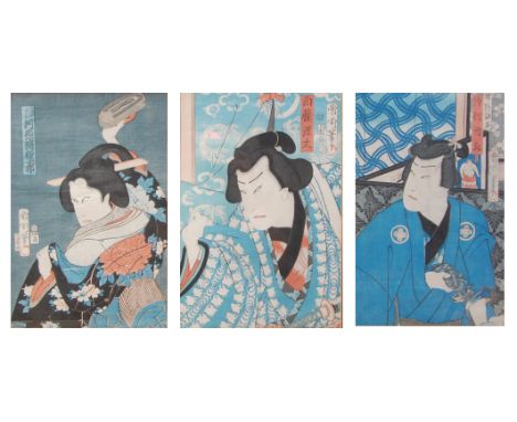 Toyohara Kunichika (Japanese 1835-1900) - Set of five woodcut prints of actors, each approx 35 x 24cm  Condition Report / Ext