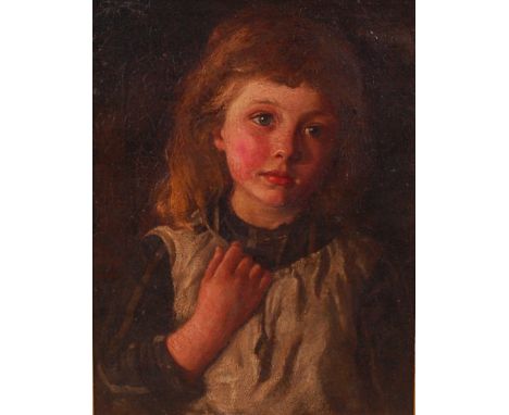 Julia M Levy (19th century) - Half length portrait of a young girl, oil on canvas laid on board, signed lower right, 44 x 34c
