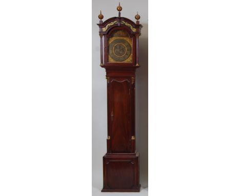 Samuel Vale of Coventry 18th century mahogany longcase clock, having a painted brass and silvered arched dial (w.12.5"), the 