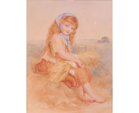 Morgan - Young country girl, watercolour with body colour, signed lower left, 45 x 34cm, 