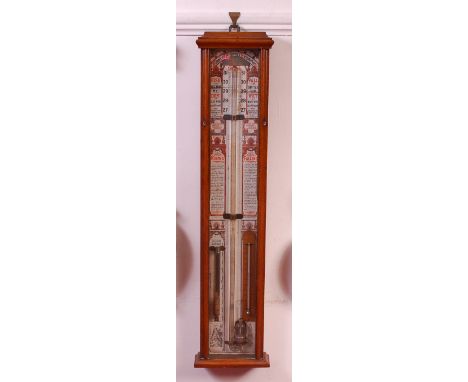 A Victorian blond oak cased Admiral Fitzroy's barometer, having paper scale, inscribed presentation plaque dated 1872, with s