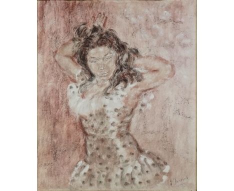 Oliver Messel (British, 1904-1978)Portrait of a dancersigned ‘Messel’ (lower right) mixed media on card 60 x 50cmARR