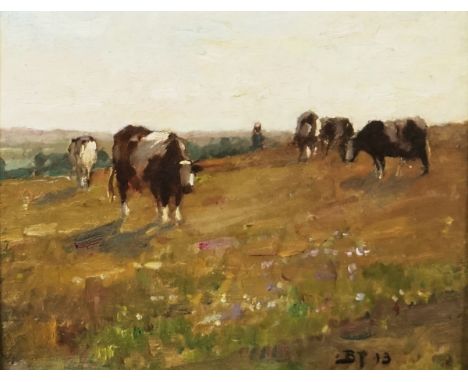 Bertram Priestman (British, 1868-1951)Cattle on the Damsoninitialled and dated 'BP 13' (lower right) and bears 20th Century G