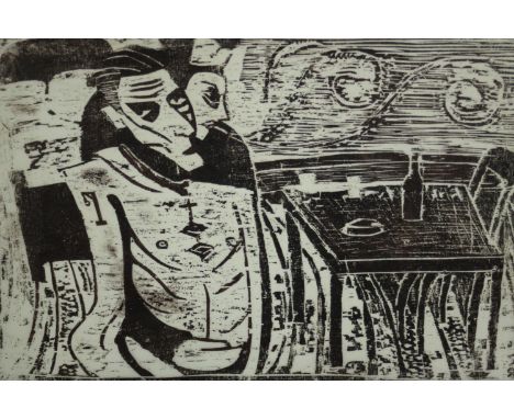 Billy Childish (b.1959), artist's proof woodcut print on tracing paper, Billy and Dolli, 1984. First ever woodcut by Billy Ch
