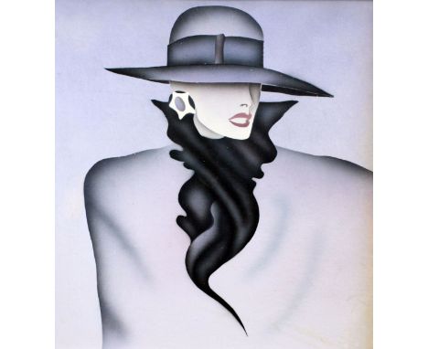 Pearl Davidson, "In Provence", oil on board, 44cm x 29cm, signed and framed, together with a modern stencil portrait, 