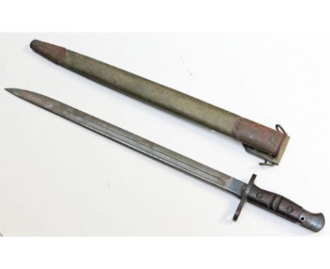 A bayonet and scabbard. L58cm. Condition - used...