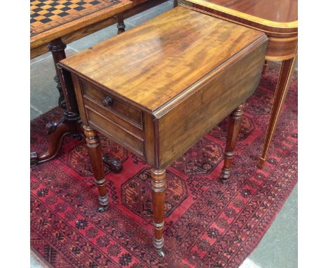 A Georgian mahognay work table. Min. L54cm D39cm H73cm.