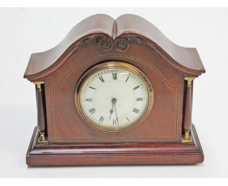 An inlaid mahogany mantel clock. L23cm.