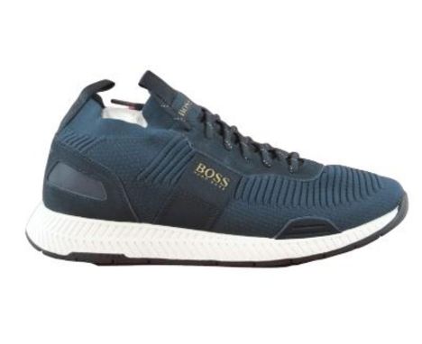 Hugo Boss Men's Titanium Runn Knit Trainers, Dark Blue, UK 11