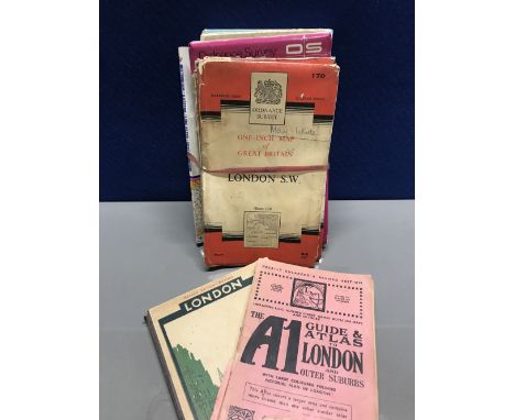 ASSORTED ORDNANCE SURVEY + ROAD MAPS OF LONDON
