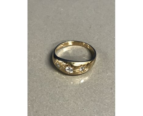 9CT GOLD 3 STONE DIAMOND DRESS RING