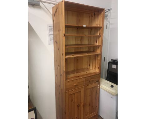 5 SHELF ABOVE 2 DRAWERS + CUPBOARDS PINE UNIT