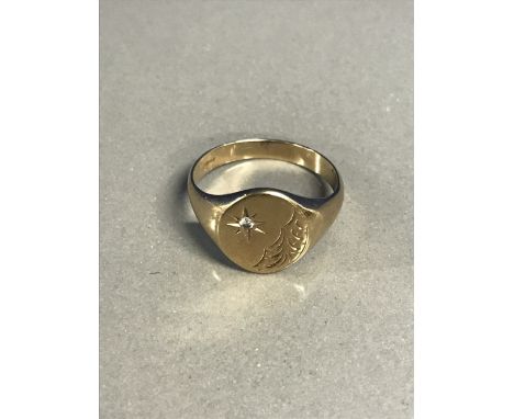 LARGE GENTS SIGNET RING WITH DIAMOND