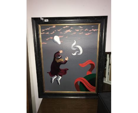 MIXED MEDIA PICTURE - MS MAGENTAS NEW SCARF, SIGNED (NICK) GOODWIN