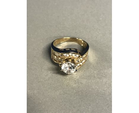 LARGE 9CT GOLD CZ RING