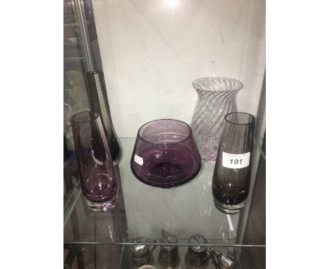 5X ART GLASS VASES INCL. CAITHNESS